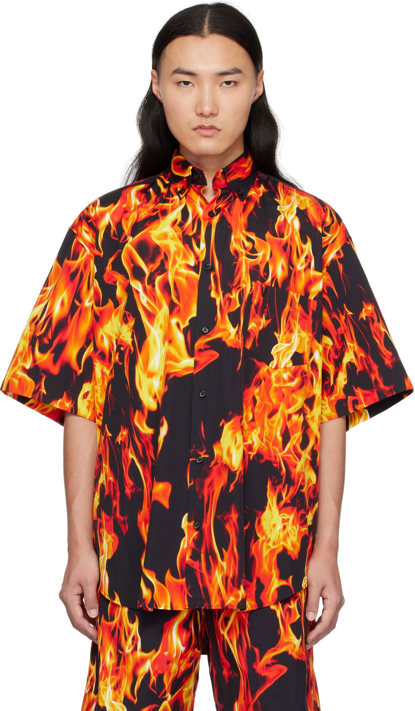 Skjorte VETEMENTS Vetements Fire Print Short Sleeve Shirt Flerfarvet | UA66SH430X