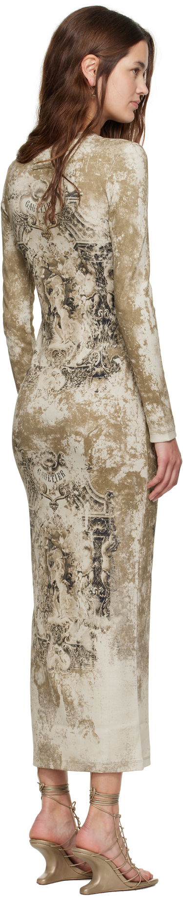 Kjole Jean Paul Gaultier Jean Paul Gaultier 'The Médaillon' Cotton Maxi Dress Beige | 25/03-W-DR018-J013P-6965, 2