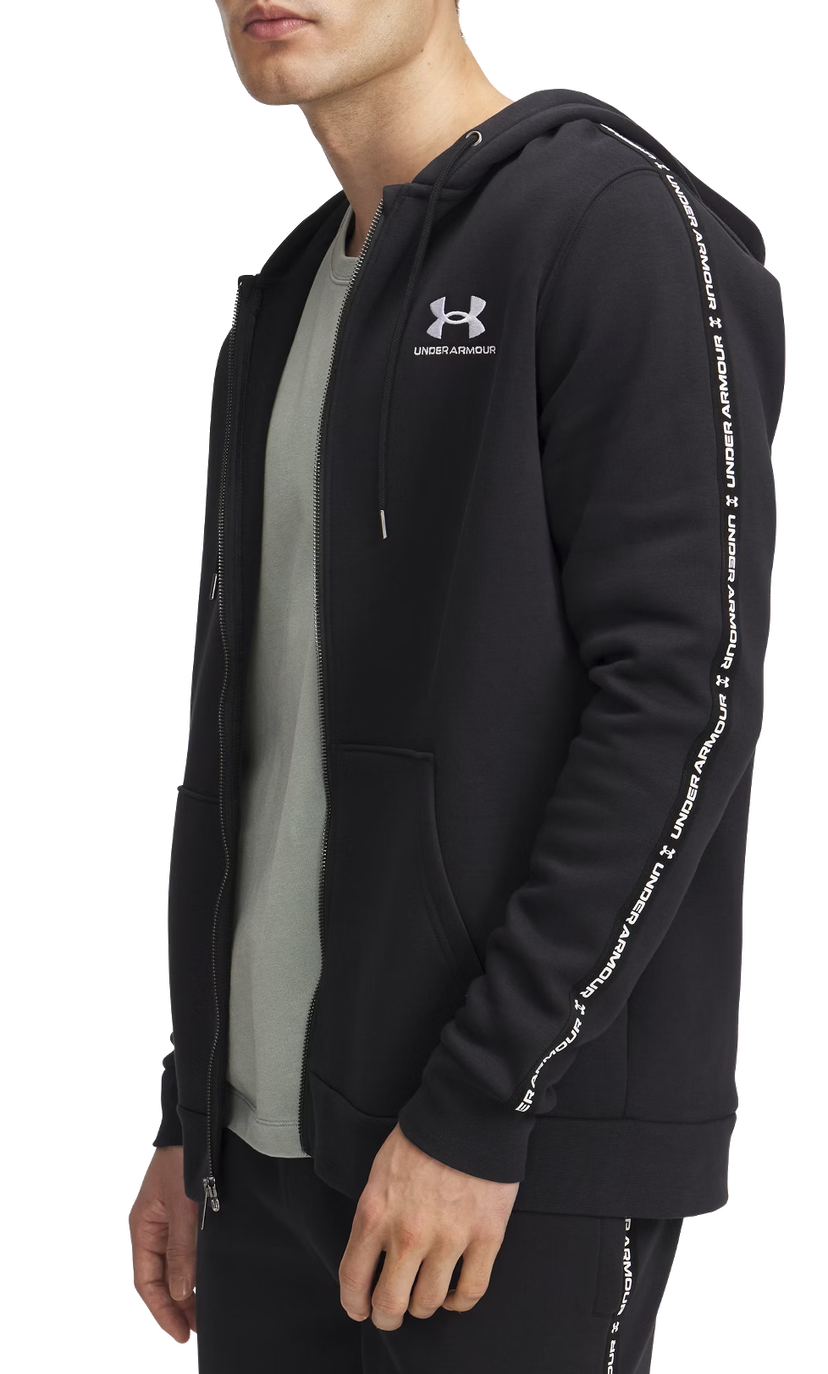 Sweatshirt Under Armour UA Icon Fleece FZ Taping Hoodie Sort | 1390298-001