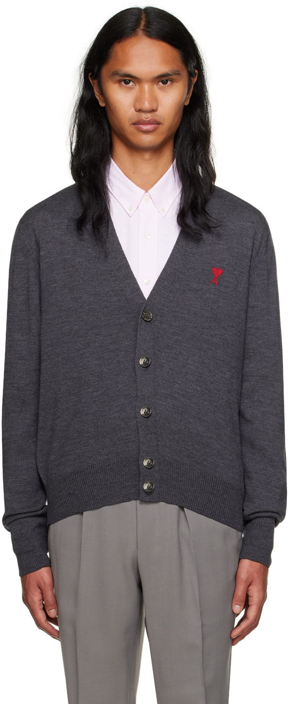 Sweater AMI Cardigan Grå | HKC111.KN0025, 0