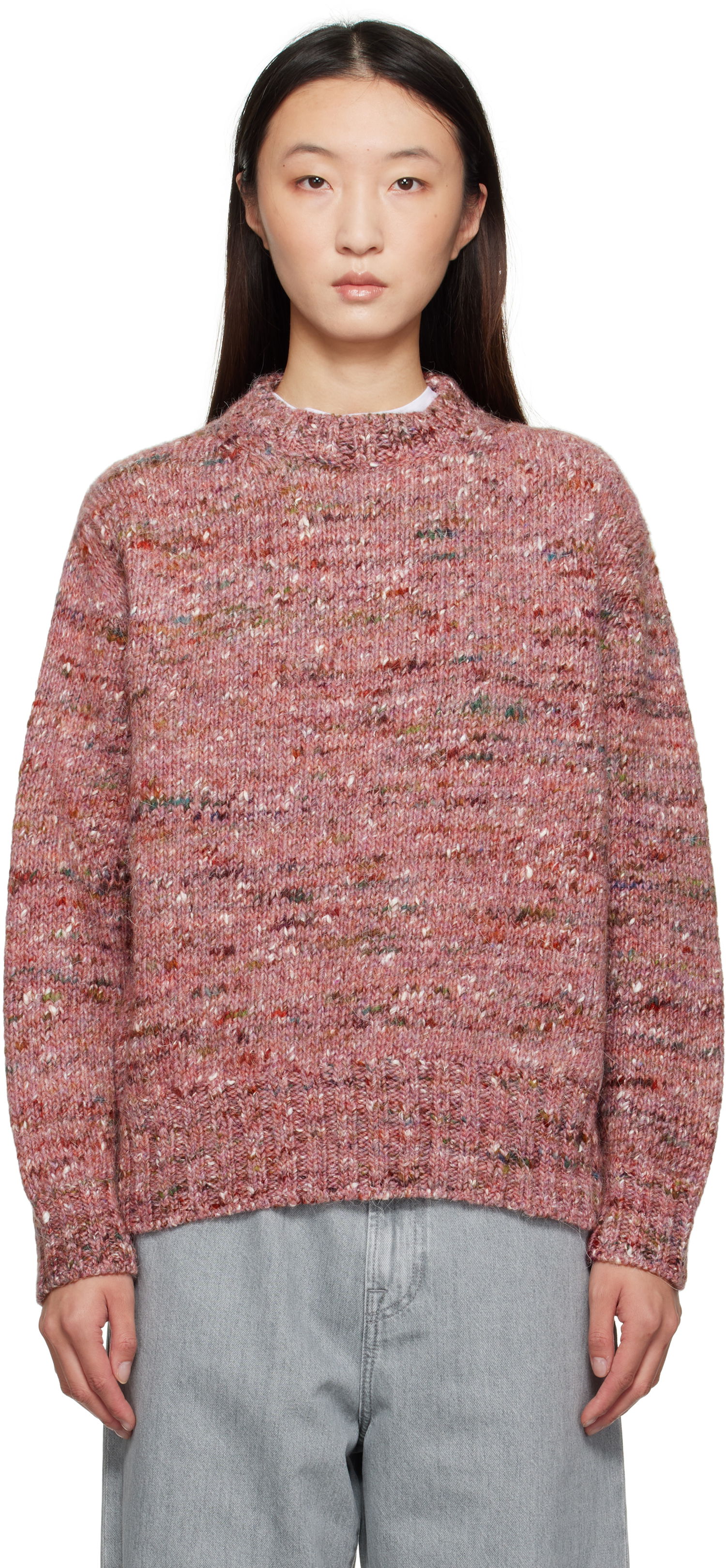 Sweater Róhe Róhe Melange Crewneck Sweater Lyserød | 416-23-330, 0