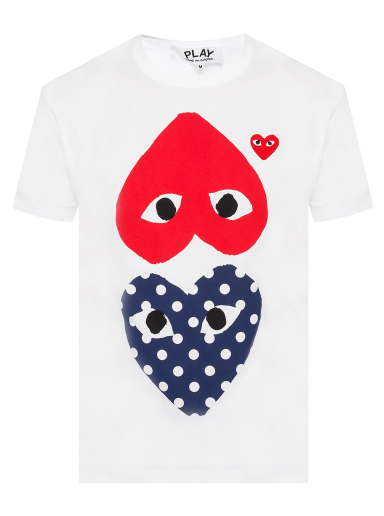 T-shirt Comme des Garçons PLAY Polka Dot Mix Heart T-Shirt Hvid | P1T240