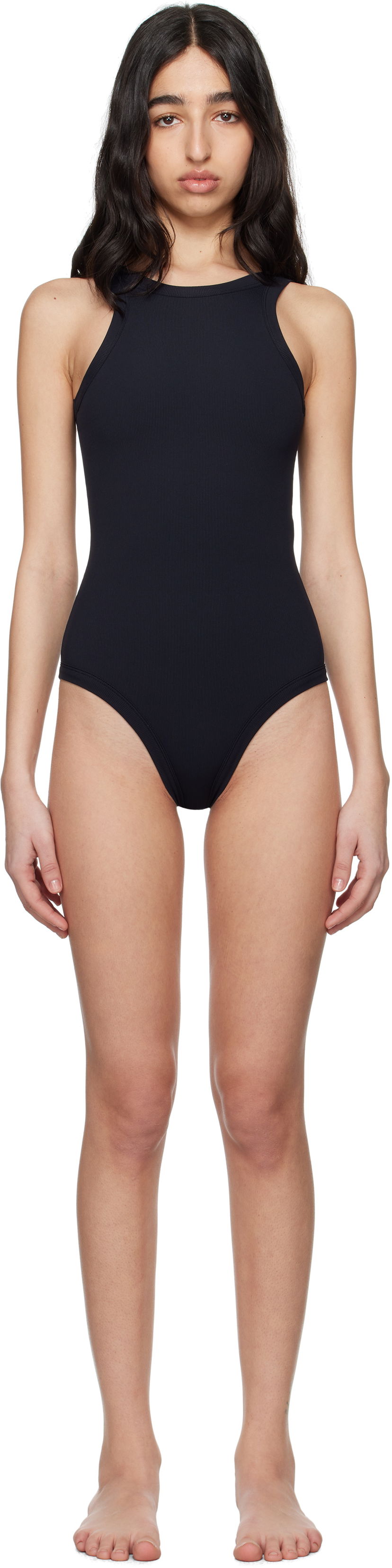 Badetøj TOTEME TOTEME Curved Rib One-Piece Swimsuit Sort | 252-WRW0052-FB0409