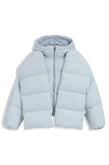 Puffer jakke BOSS Water-repellent Padded Jacket with Detachable Sleeves and Scarf Blå | 50548028, 0