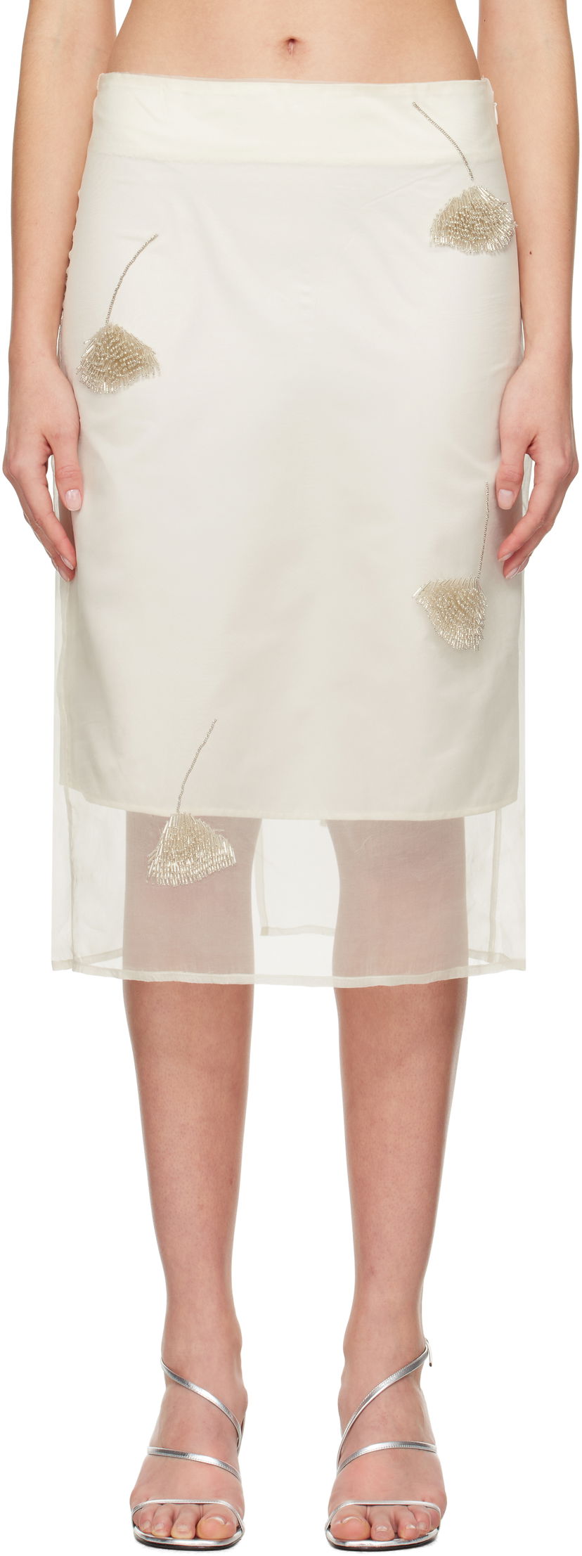 Nederdel Róhe Róhe Embellished Tulip Organza Midi Skirt Hvid | 414-32-147
