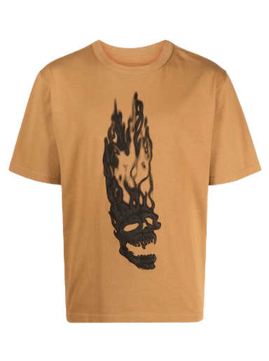 T-shirt HERON PRESTON Flaming Skulls Tee Brun | HMAA032F22JER0016410