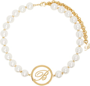 Halskæde Blumarine Blumarine Faux-Pearl Choker Necklace with Initial Pendant Metalisk | P522W313A, 0
