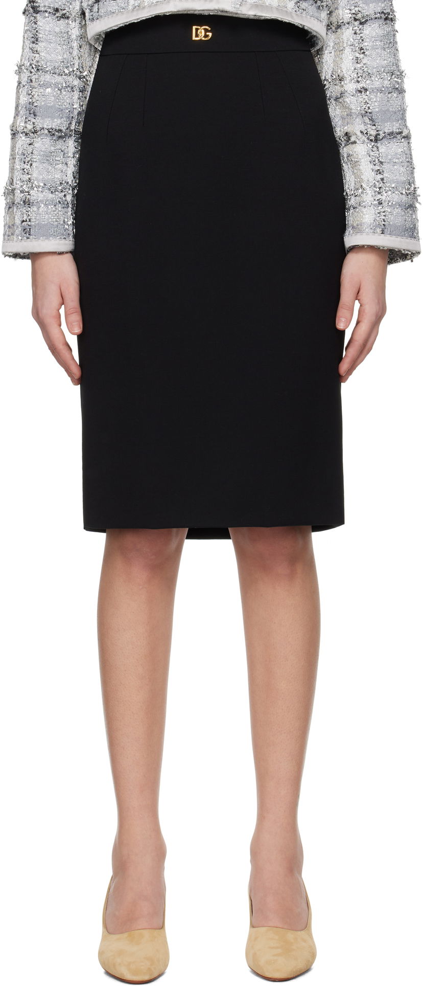 Nederdel Dolce & Gabbana Dolce&Gabbana Wool Pencil Midi Skirt Sort | F4C2CT GDCSX