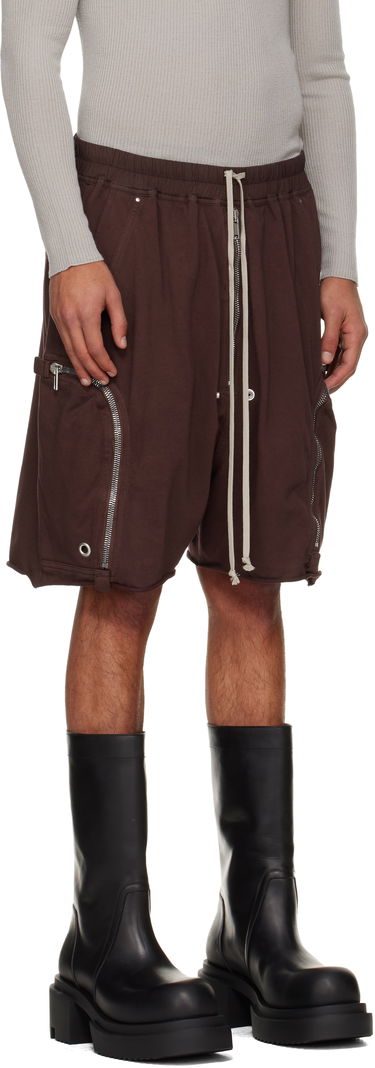Shorts Rick Owens Rick Owens DRKSHDW Concordians Bauhaus Drawstring Zipped Cargo Shorts with Raw Hem Brun | DU02E7389 RIG, 1