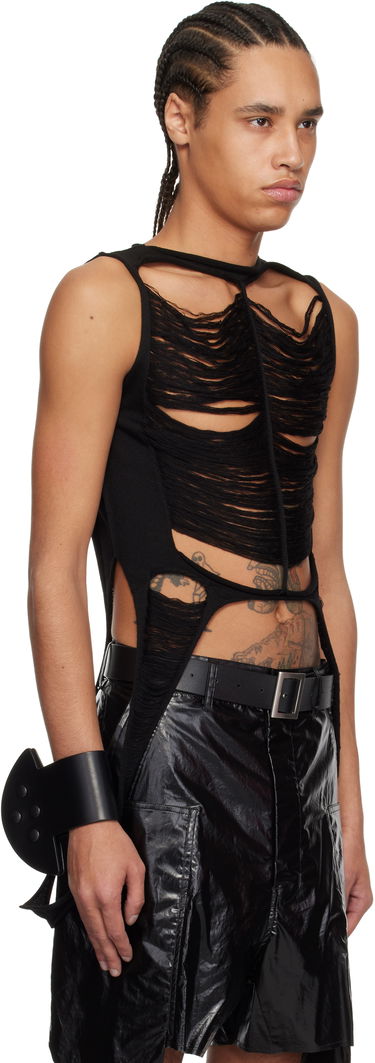 Tanktop Rick Owens Rick Owens Hollywood SL Cutout Tank Top Sort | RR01E5670 KGRIDM, 1