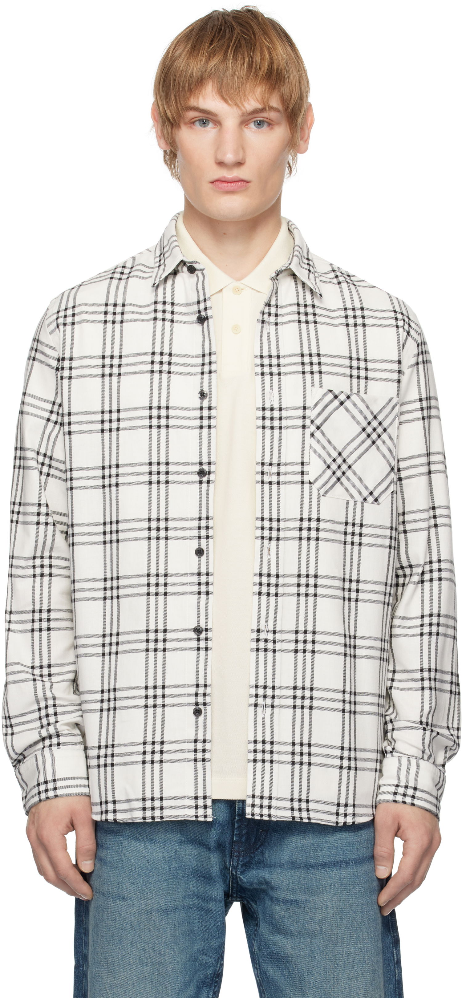 Skjorte BOSS Checkered Cotton Shirt Hvid | 50534853, 0