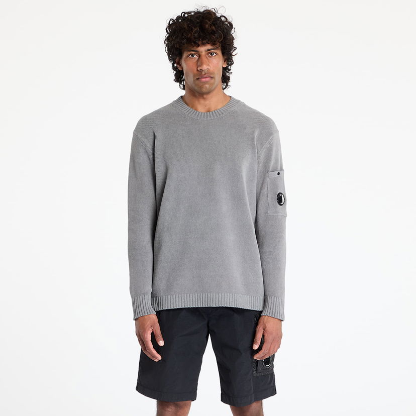 Sweater C.P. Company C.P. Company Chenille Cotton Lens Crewneck Knit Grå | 18CMKN068A005687G-935