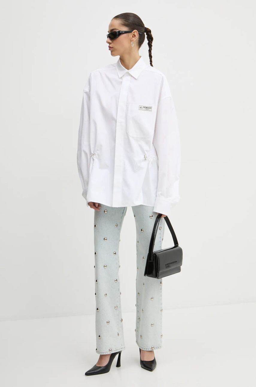 Skjorte Fiorucci Fiorucci Relaxed Fit Shirt with Classic Collar Hvid | U01FMTLO230CO02WH01, 1