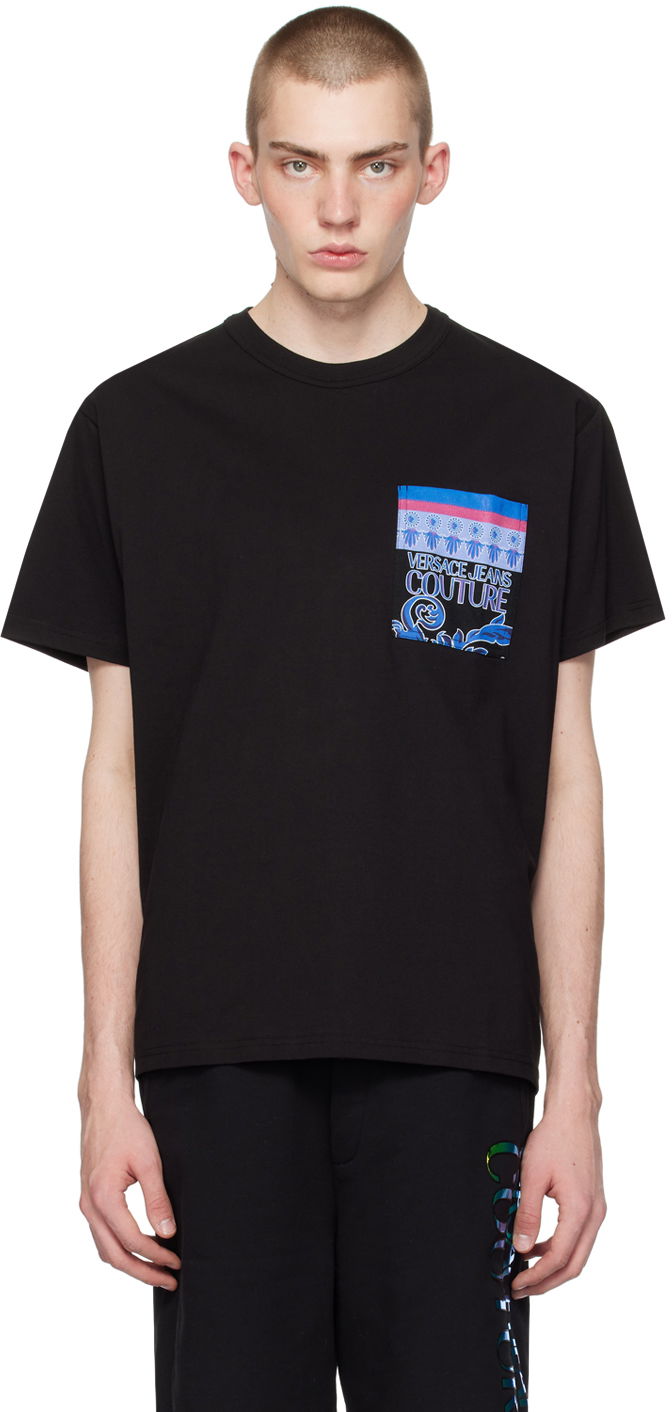 T-shirt Versace Jeans Couture Black Printed T-Shirt Sort | E76GAH6RB_EJS334