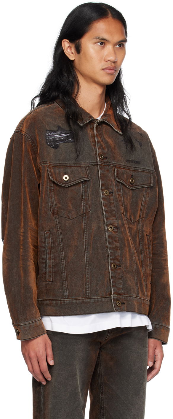 Jakke We11done We11done Distressed Denim Jacket Brun | WD-DJ2-24-399-M-BK, 1