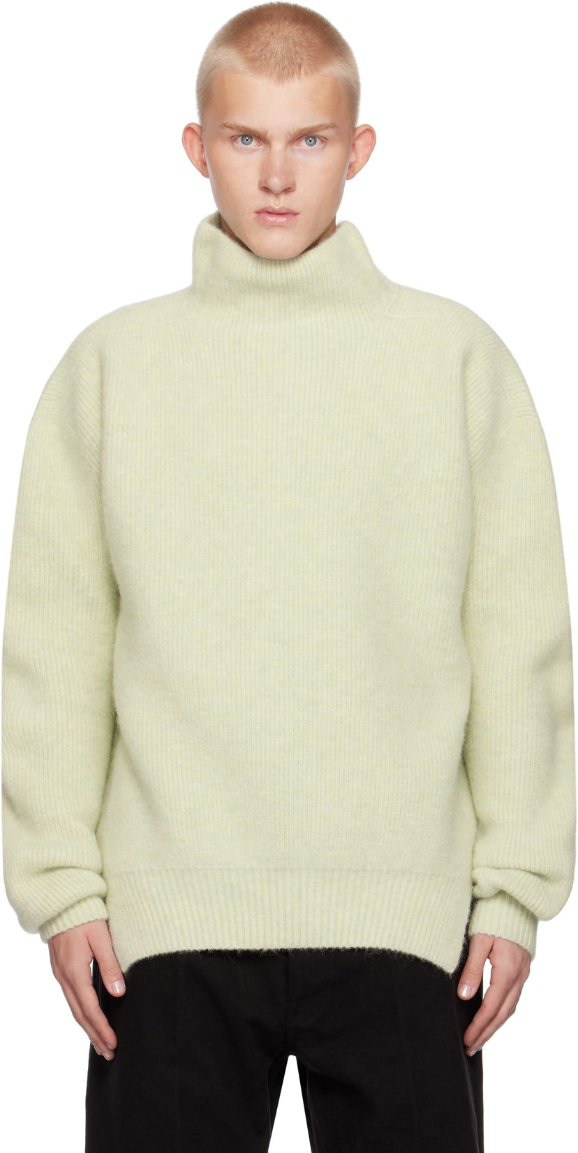 Sweater Rick Owens Alpaca Knit Fisherman Tabard Turtleneck Grøn | RR02D6648 KWP