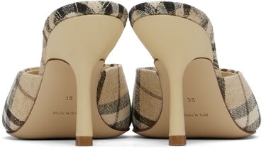 Tøj Burberry Burberry Check Linen Blend Mews High Heel Mules Beige | 8102491, 1