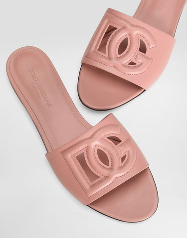 Tilbehør Dolce & Gabbana Dolce & Gabbana Calfskin DG Logo Sliders Lyserød | CQ0436AY32980405, 3