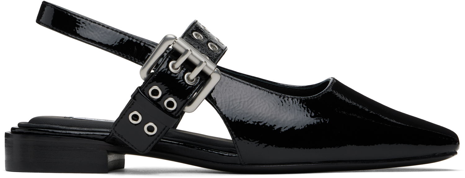 Kjole rag & bone rag & bone Astra Leather Slingback Ballerina Flats Sort | WFF24FF000PA0, 0
