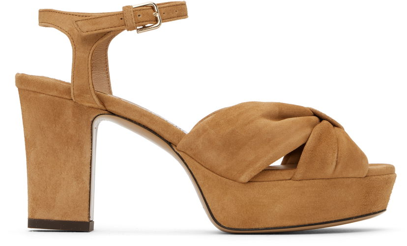 Tilbehør Jimmy Choo Jimmy Choo Heloise 80 Suede Heeled Sandals Brun | HELOISE 80