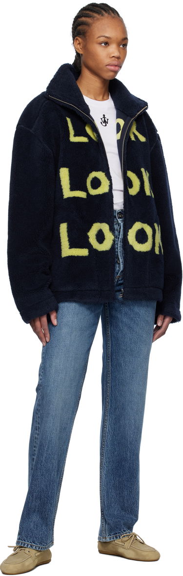 Bomberjakke JW Anderson JW Anderson 'Look Look Look' Fleece Zip-Up Jacket Mørkeblå | JK0375-PG1711, 3