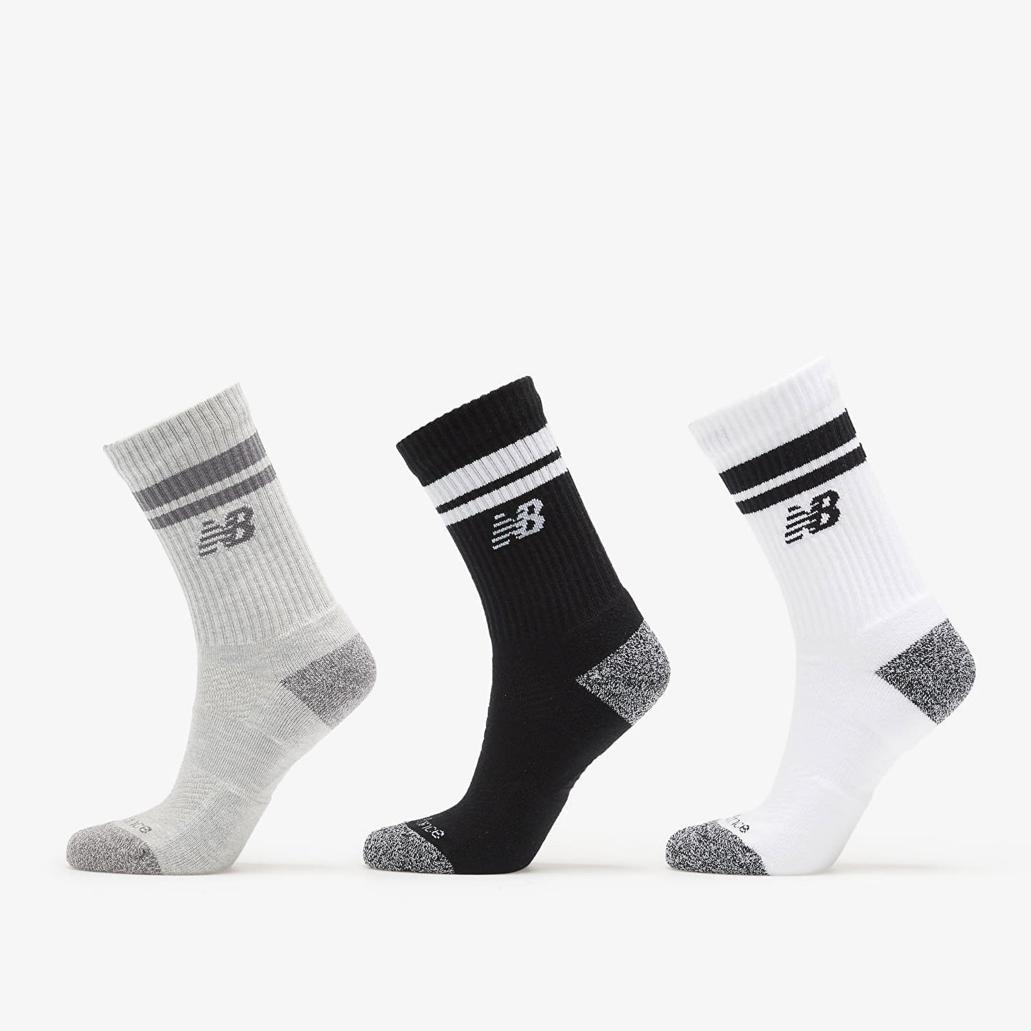 Sokker New Balance Active Lifestyle Striped Crew Socks 3-Pack Grå | LAS35210AS, 0
