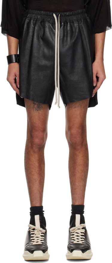 Shorts Rick Owens Rick Owens Hollywood Boxers Leather Shorts Sort | RR01E5306 LBA, 0