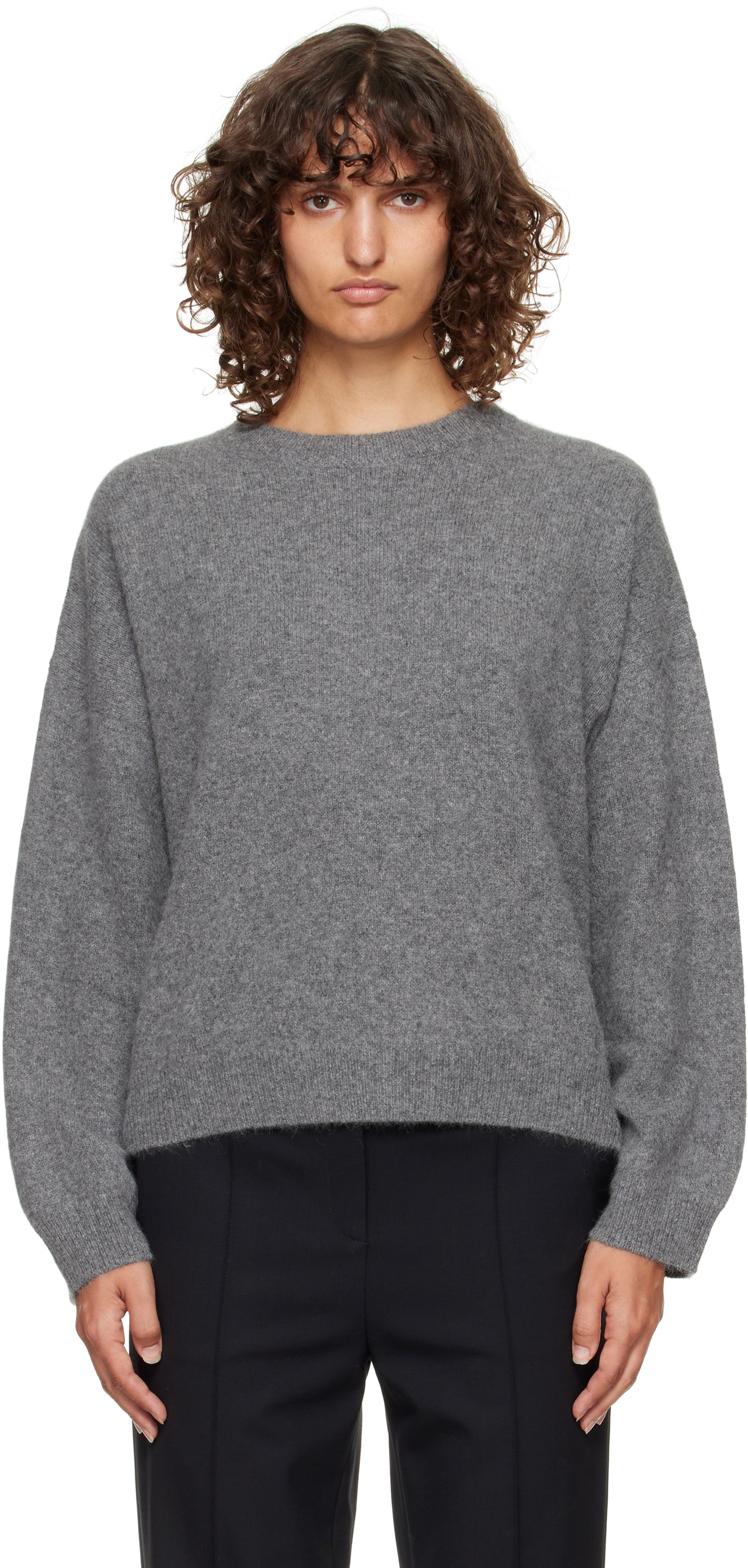 Sweater Loulou de Saison Loulou de Saison Tristan Yak Blend Sweater Grå | TRISTAN, 0