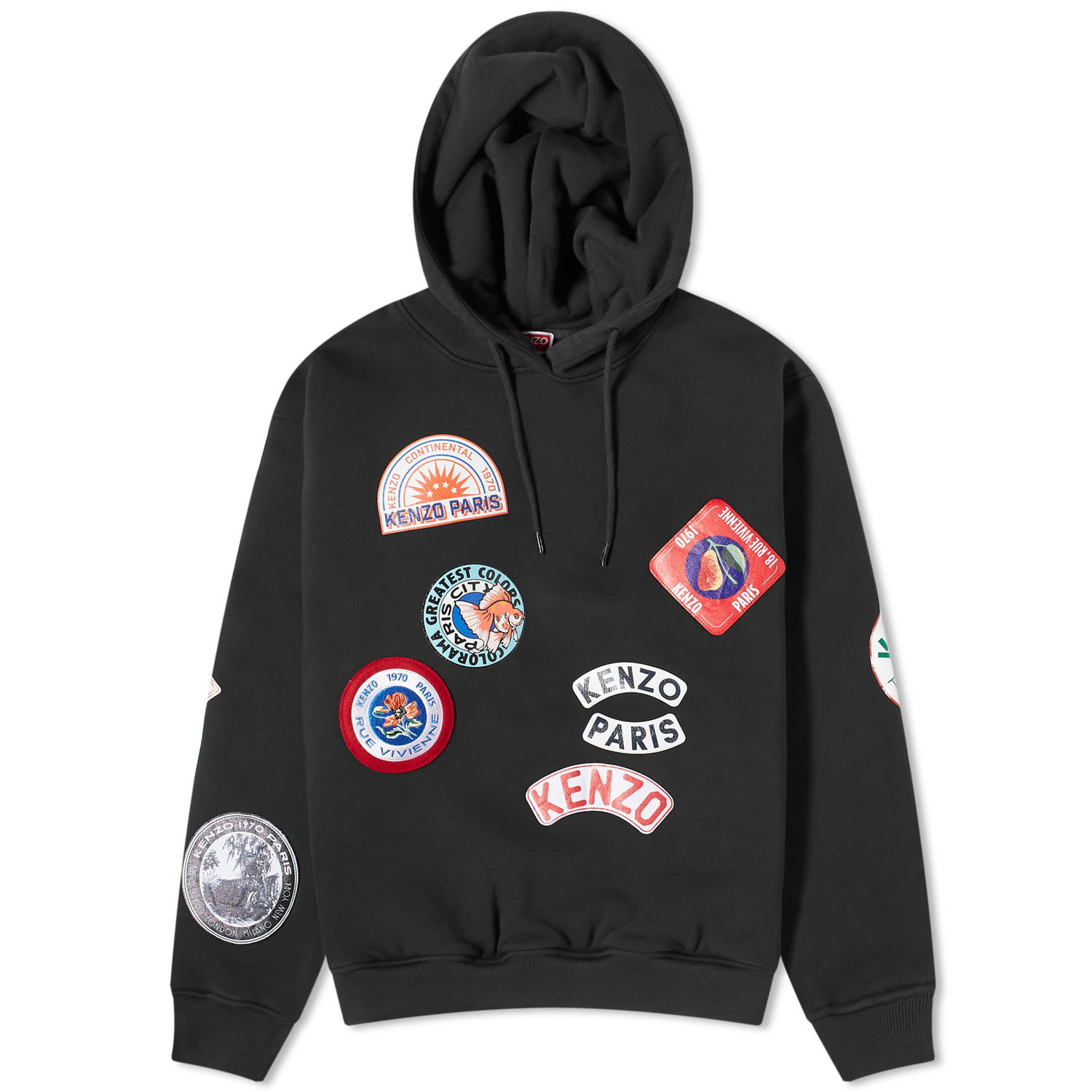 Sweatshirt KENZO Badges Regular Hoodie Sort | FD62SW0844MB-99J, 0