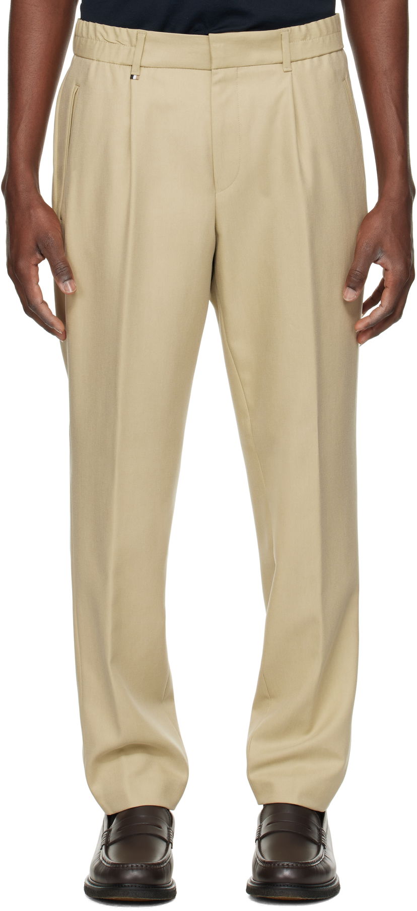 Bukser BOSS BOSS Pleated Trousers Beige | 50534995