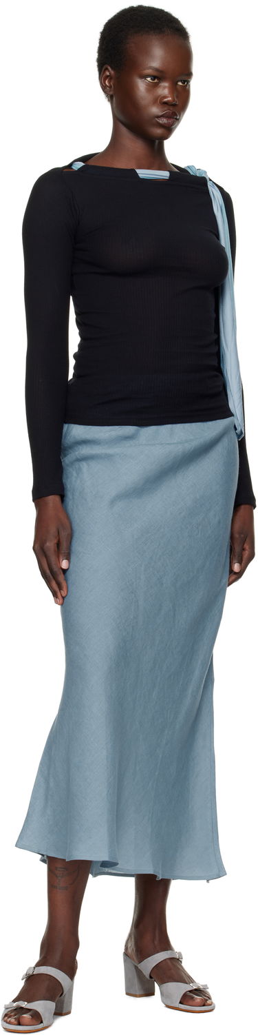 Nederdel Baserange Maxi Linen Skirt Blå | SKDY-SL-SP25, 3