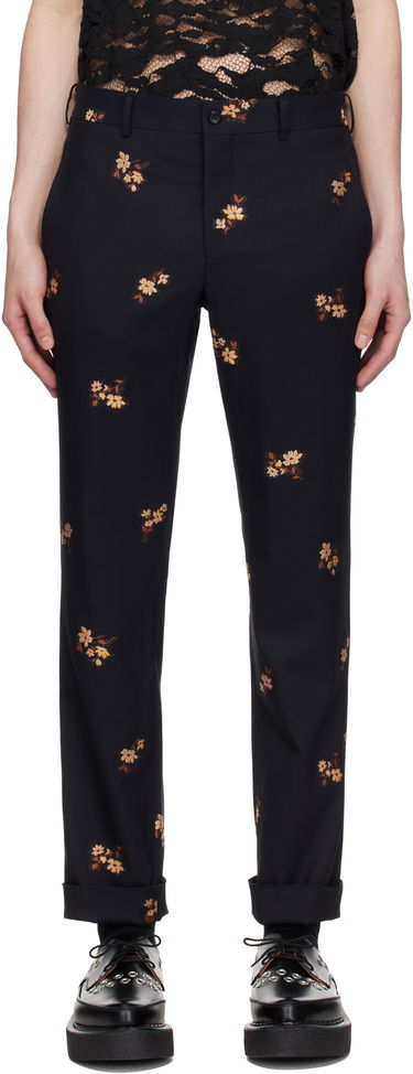 Bukser Comme des Garçons Comme des Garçons Homme Plus Floral Embroidered Cropped Trousers Sort | PO-P013-051, 0