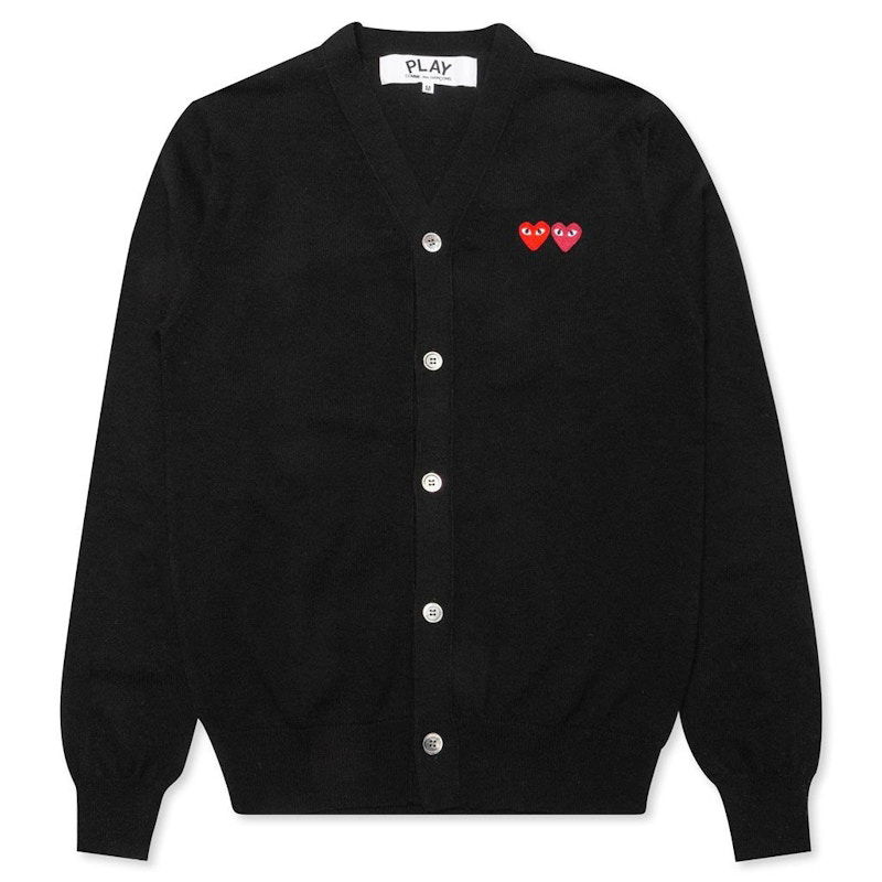 Sweater Comme des Garçons Play Double Heart Cardigan Sort | AZ-N058-051-1