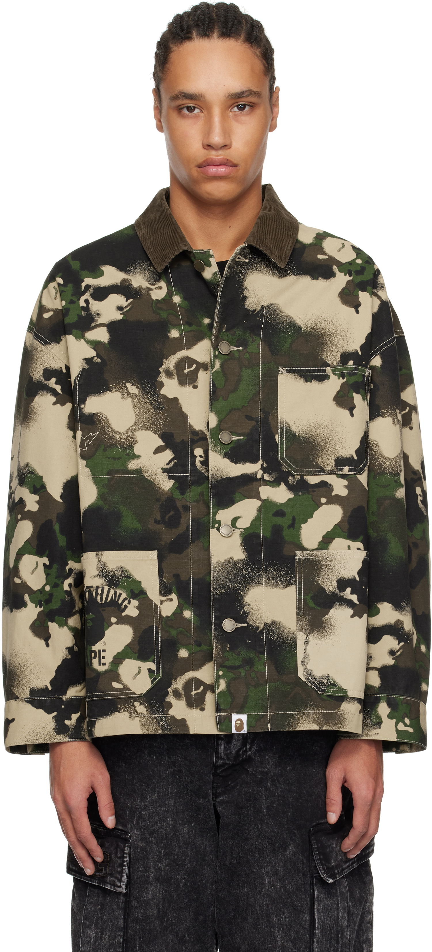 Jakke BAPE A Bathing Ape Map Camo Work Jacket Grøn | 001LJL301001M, 0