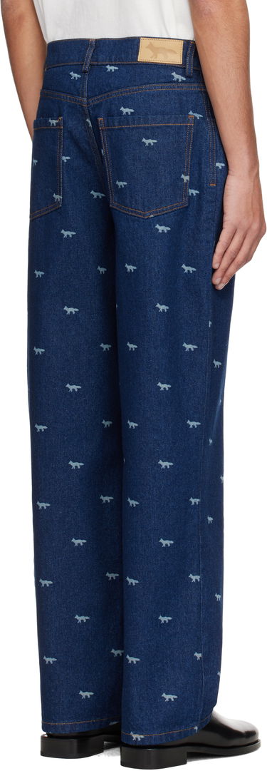 Jeans MAISON KITSUNÉ Maison Kitsuné Fox Print Relaxed Jeans Blå | OM01105WD4014, 2