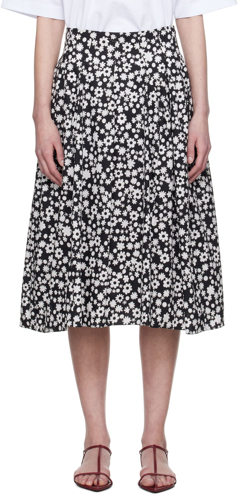 Nederdel Marni Marni Pop Fields Pleated Midi Skirt Sort | GOMA0703S0 UTC463