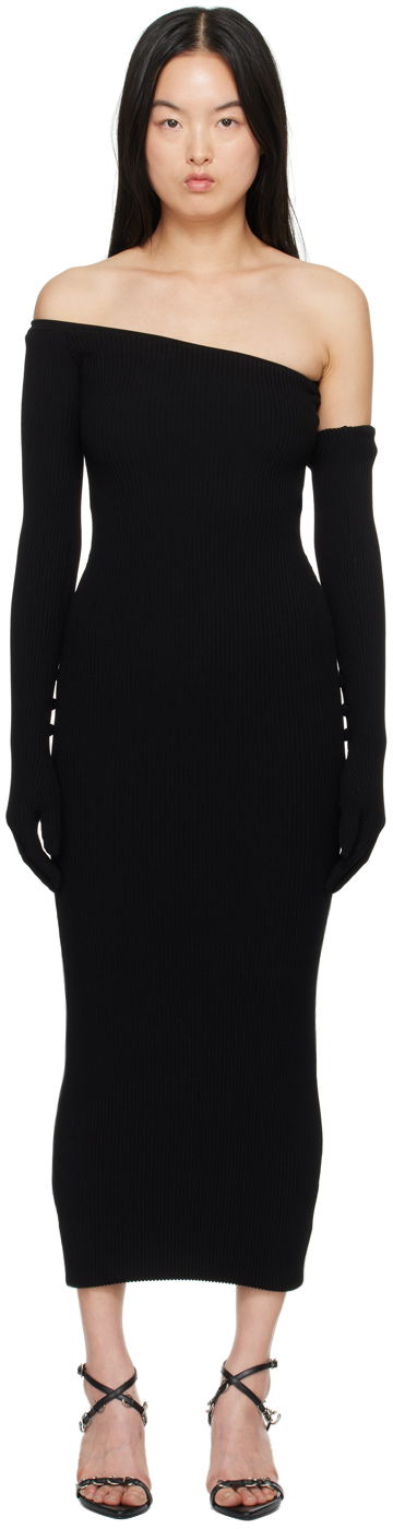 Kjole Jean Paul Gaultier Jean Paul Gaultier Asymmetric Neck Maxi Dress Sort | 24/25-F-RO164-M070-00