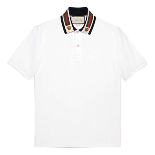 Polo skjorte Gucci Stripe Short Sleeve Polo Hvid | 545714-XJAGU-9061