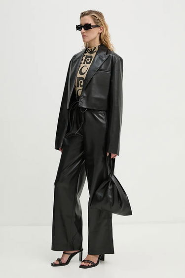 Bukser Nanushka Sato High Waist Wide Leg Leather Pants Sort | NW24PFOW10151, 1