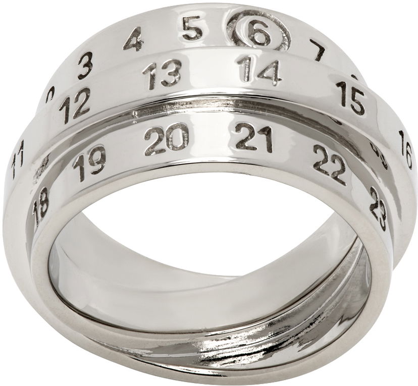 Ring Maison Margiela Triple Logo Numeric Signature Silver Ring Metalisk | SM6UQ0073 P6627