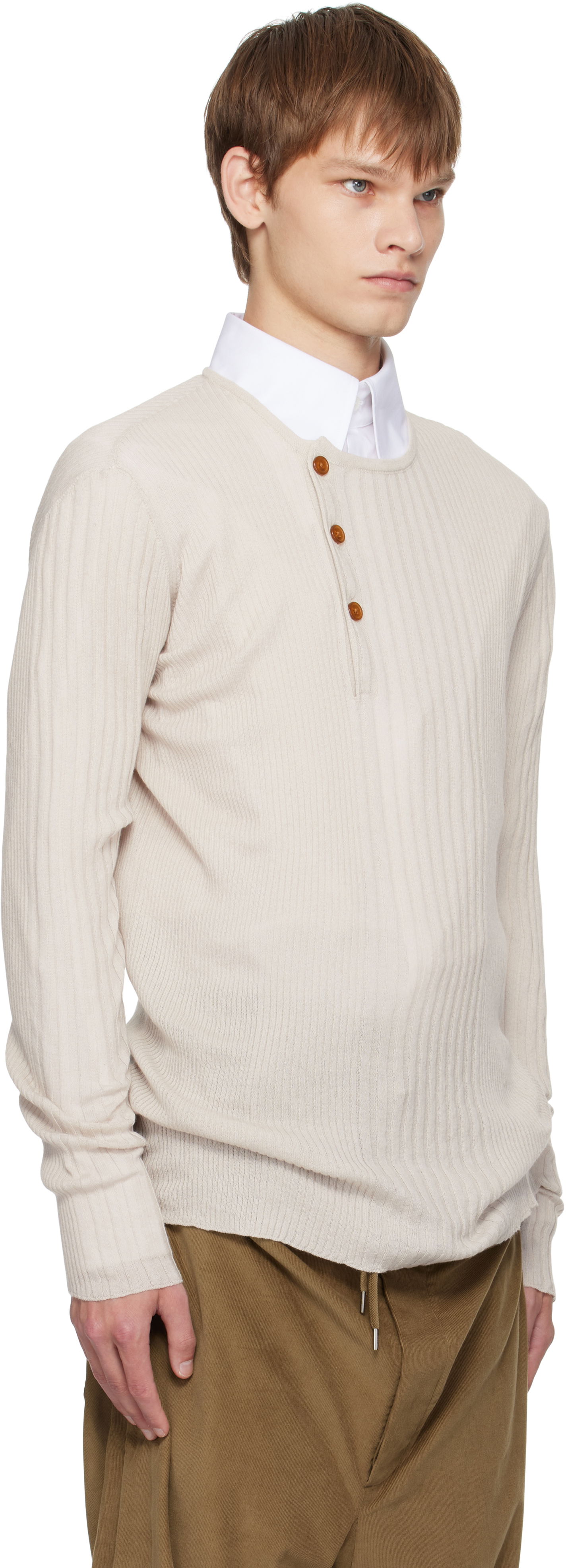 Sweater Vivienne Westwood Vivienne Westwood Tegan Henley Knit Top Beige | 2701002N-Y003M-, 1