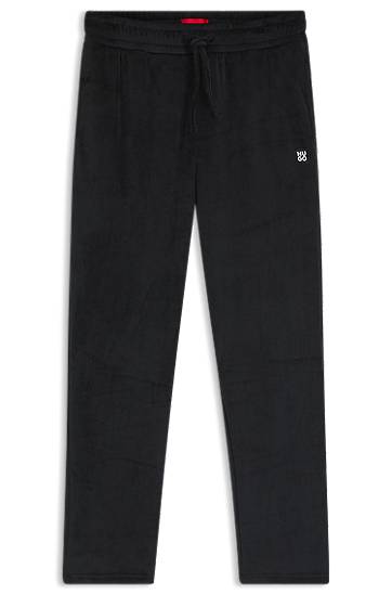 Joggingbukser BOSS Ribbed-velvet Drawstring Tracksuit Bottoms with Stacked Logo Label Sort | 50549838, 0