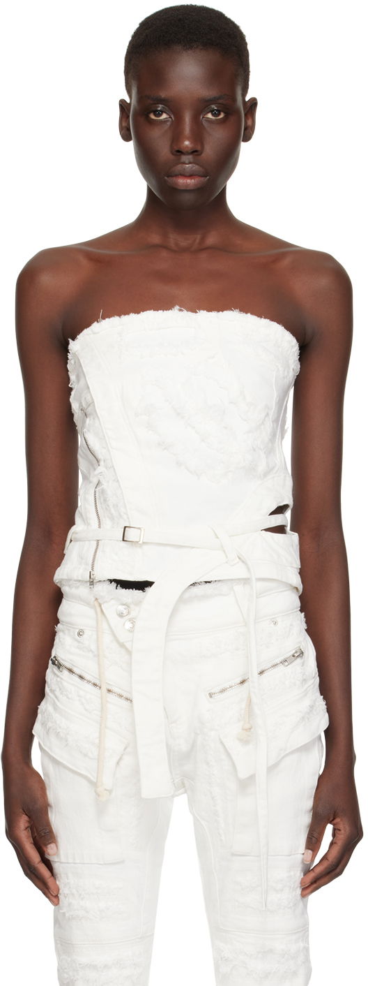 Tanktop Ottolinger Ottolinger Belt Denim Tank Top Hvid | 1704801