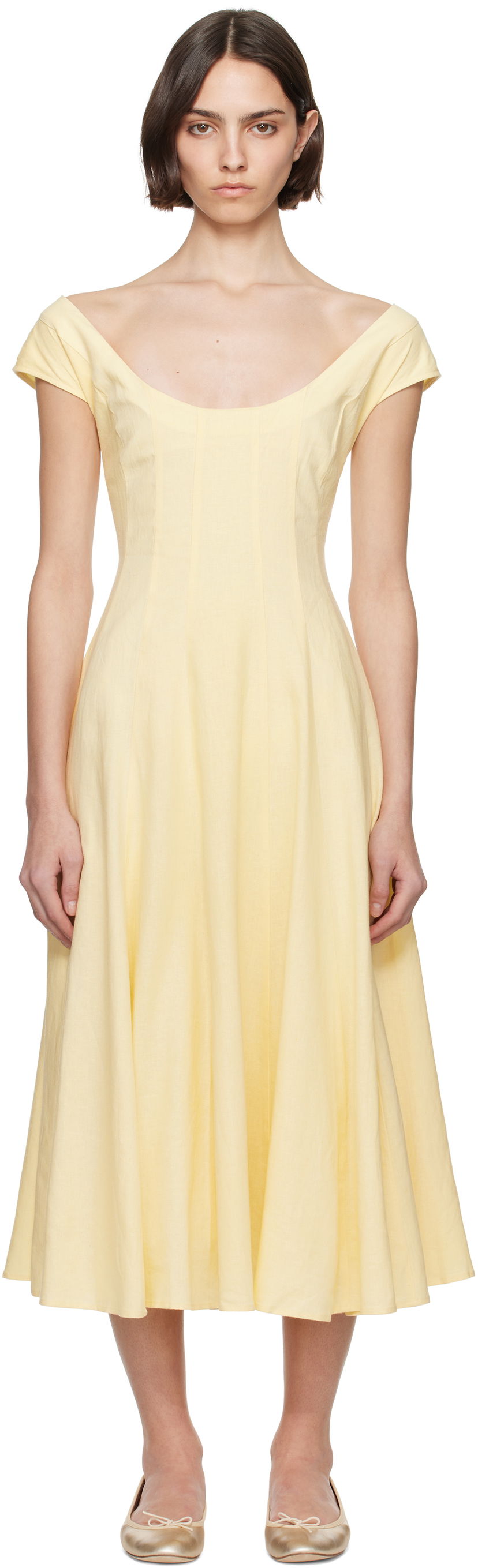 Kjole GUIZIO Guizio Leila Midi Dress Gul | S25404W085