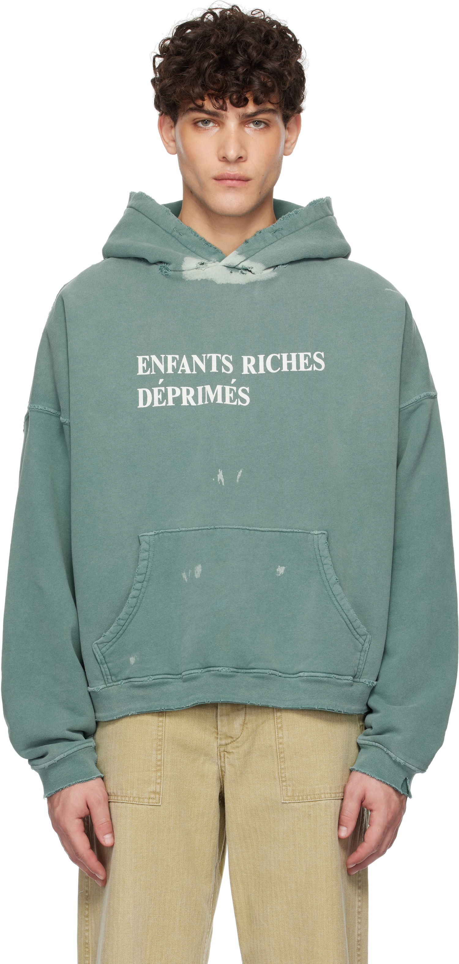 Sweatshirt Enfants Riches Déprimés Classic Logo Distressed Hoodie Grøn | 020-436, 0