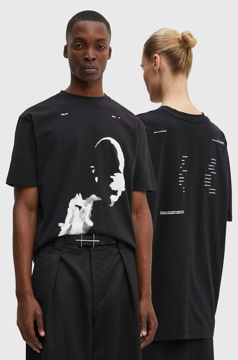 T-shirt HELIOT EMIL Abstract Portrait Print T-Shirt Sort | HE.M.09.041.C07