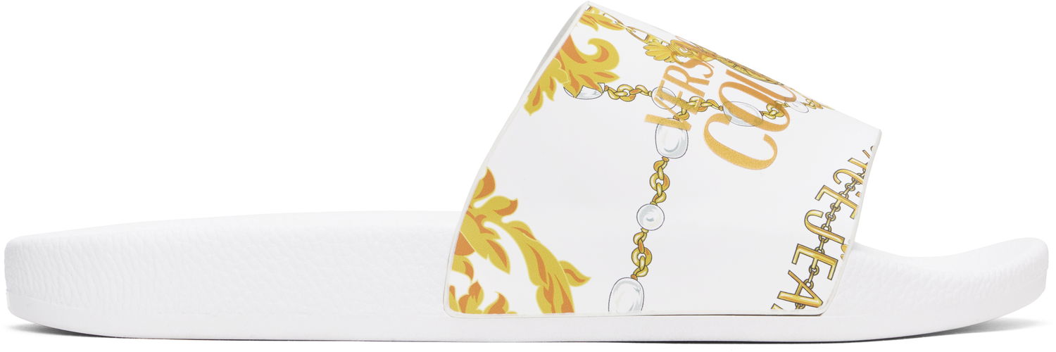 Sneakers og sko Versace Chain Couture Pool Slides Hvid | E77YA3SQ4_EZS834, 0