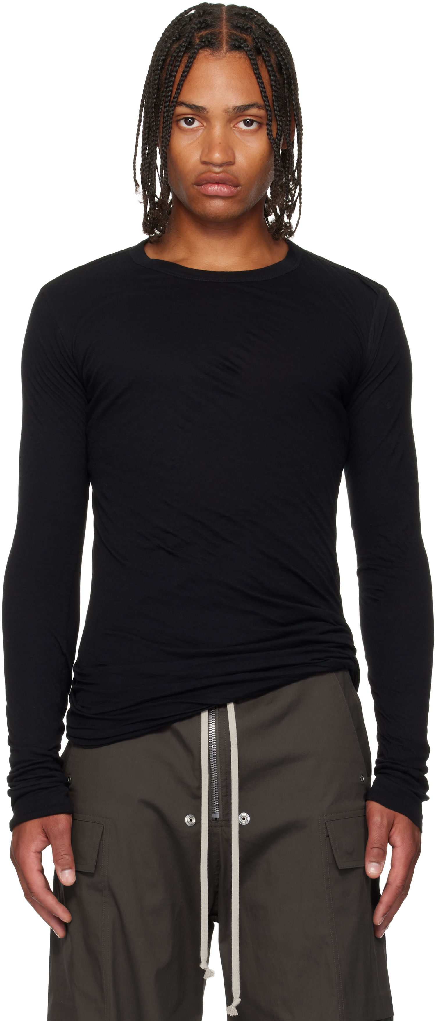 T-shirt Rick Owens Rick Owens Concordians Double Long Sleeve T-Shirt Sort | RU02E1257 UCDB, 0