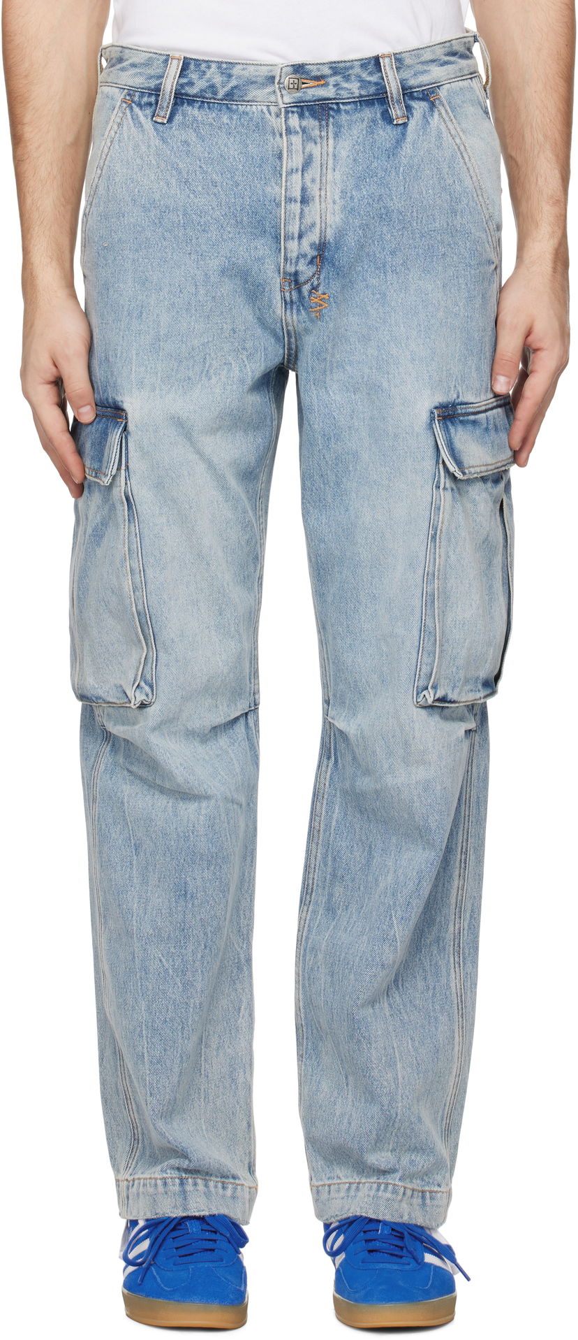Cargo bukser Ksubi Ksubi Riot Rekon Denim Cargo Pants Blå | MPS25PA008