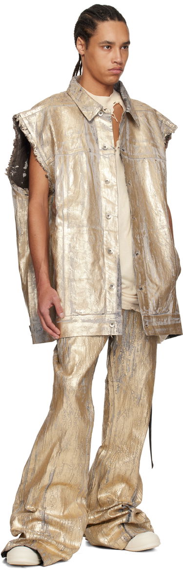 Vest Rick Owens Rick Owens DRKSHDW Hollywood Jumbo Worker Sleeveless Denim Jacket Metalisk | DU01E3762 GMC, 3